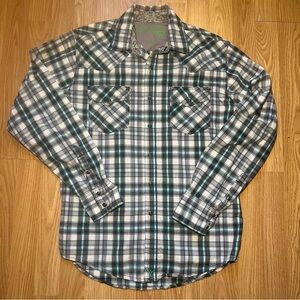 Wrangler 20X Men’s Western Shirt Long Sleeve Button Front Pearl Snap Plaid Small